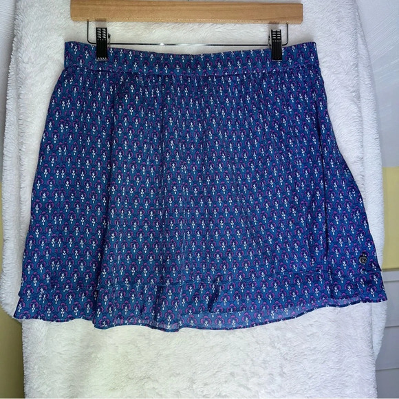 Maison Scotch Tropical Drift Silk Blend Skirt Blue Pink Patterned Tiered Lined L - Picture 3 of 7